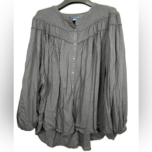 Old Navy button front blue blouse‎ XXL